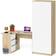 Комплект СВК Мори Стол компьютерный МС-16 левый + Шкаф МШ800.1, цвет дуб сонома/белый
