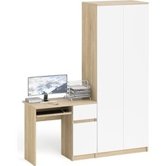Комплект СВК Мори Стол компьютерный МС-1 правый + Шкаф МШ800.1, цвет дуб сонома/белый