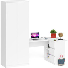 Комплект СВК Мори Стол компьютерный МС-16 правый + Шкаф МШ800.1, цвет белый