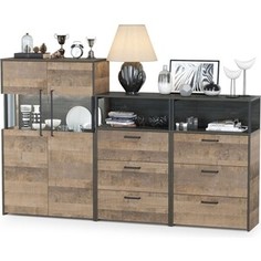 Комплект мебели Моби Трувор 13.306 комод с витриной + 13.307.02 комод с ящиками + 13.307.02 комод с ящиками дуб гранж песочный/интра Mobi