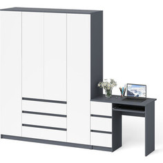 Комплект СВК Мори Стол компьютерный МС-6 левый + Шкаф МШ1600.1, цвет графит/белый