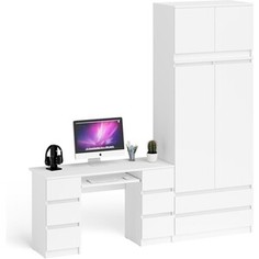 Комплект СВК Мори Стол компьютерный МС-2 + Шкаф МШ900.1 + Антресоль МА900.1, цвет белый