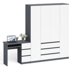 Комплект СВК Мори Стол компьютерный МС-6 правый + Шкаф МШ1600.1, цвет графит/белый