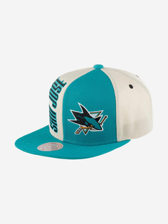 Бейсболка с прямым козырьком MITCHELL NESS HHSS5371-SJSYYPPPOFWH San Jose Sharks NHL (голубой), Голубой Mitchell&Ness