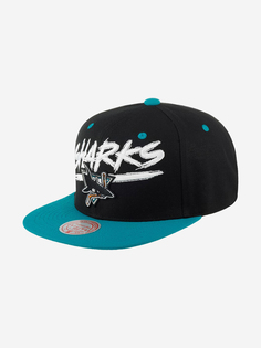 Бейсболка с прямым козырьком MITCHELL NESS HHSS5734-SJSYYPPPBKTL San Jose Sharks NHL (черный), Черный Mitchell&Ness