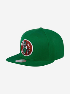 Бейсболка с прямым козырьком MITCHELL NESS HHSS3258-BCEYYPPPGREN Boston Celtics NBA (зеленый), Зеленый Mitchell&Ness