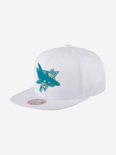 Бейсболка с прямым козырьком MITCHELL NESS HHSS5744-SJSYYPPPWHIT San Jose Sharks NHL (белый), Белый Mitchell&Ness