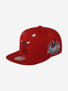 Бейсболка с прямым козырьком MITCHELL NESS HHSS2982-CBUYYPPPRED1 Chicago Bulls NBA (красный), Красный Mitchell&Ness