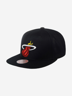 Бейсболка с прямым козырьком MITCHELL NESS HHSS2976-MHEYYPPPBLCK Miami Heat NBA (черный), Черный Mitchell&Ness