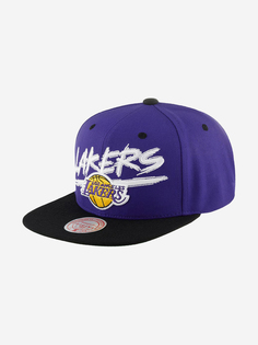 Бейсболка с прямым козырьком MITCHELL NESS HHSS5732-LALYYPPPPRBK Los Angeles Lakers NBA (фиолетовый), Фиолетовый Mitchell&Ness
