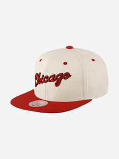 Бейсболка с прямым козырьком MITCHELL NESS 6HSSLD21077-CBUOFWH Chicago Bulls NBA (белый), Белый Mitchell&Ness
