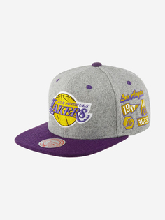 Бейсболка с прямым козырьком MITCHELL NESS HHSS4785-LALYYPPPGREY Los Angeles Lakers NBA (серый), Серый Mitchell&Ness