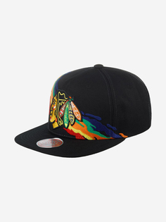 Бейсболка с прямым козырьком MITCHELL NESS 6HSSSH22087-CBHBLCK Chicago Blackhawks NHL (черный), Черный Mitchell&Ness