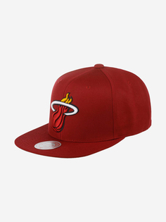 Бейсболка с прямым козырьком MITCHELL NESS HHSS3256-MHEYYPPPMARO Miami Heat NBA (малиновый), Мультицвет Mitchell&Ness