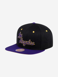 Бейсболка с прямым козырьком MITCHELL NESS 6HSSJS19207-LALBKPR Los Angeles Lakers NBA (черный), Черный Mitchell&Ness