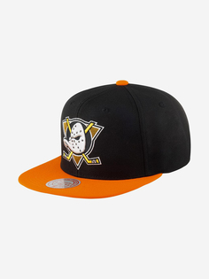 Бейсболка с прямым козырьком MITCHELL NESS HHSS5367-ADUYYPPPBKOR Anaheim Ducks NHL (черный), Черный Mitchell&Ness