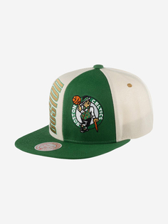 Бейсболка с прямым козырьком MITCHELL NESS HHSS5290-BCEYYPPPOWGN Boston Celtics NBA (зеленый), Зеленый Mitchell&Ness