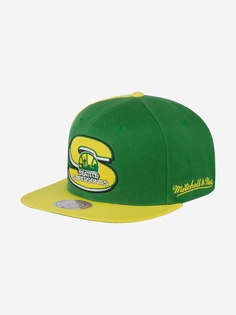 Бейсболка с прямым козырьком MITCHELL NESS 6MUSSH21299-SSUGNGD Seattle Supersonics NBA (зеленый), Зеленый Mitchell&Ness