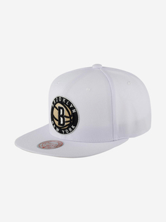 Бейсболка с прямым козырьком MITCHELL NESS HHSS5742-BNEYYPPPWHIT Brooklyn Nets NBA (белый), Белый Mitchell&Ness
