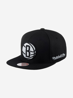 Бейсболка с прямым козырьком MITCHELL NESS HHSS4794-BNEYYPPPBLCK Brooklyn Nets NBA (черный), Черный Mitchell&Ness