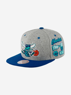 Бейсболка с прямым козырьком MITCHELL NESS HHSS4786-CHOYYPPPGREY Charlotte Hornets NBA (серый), Серый Mitchell&Ness