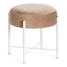 Банкетка AMBER металл, ткань, 41*41*40 см, бежевый/белый Tet Chair