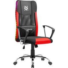 Кресло игровое Defender West с подсветкой, сетка, черно-красное