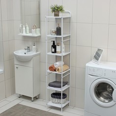 Стеллаж напольный шестиярусный, 29x29x158,5 см, цвет белый No Brand