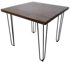 Стол кухонный Solarius Loft металл-дерево 75х75х75, цвет темный дуб с черными ножками