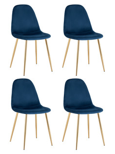 Стул Валенсия Stool Group SN, велюр темно-синий, золотые ножки комплект 4 стула
