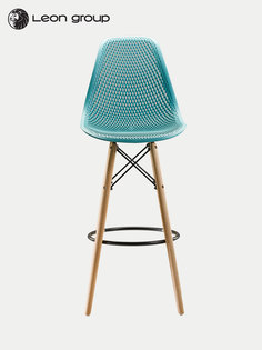 Стул барный LEON GROUP со спинкой ажурный в стиле EAMES, бирюзовый, 1 шт