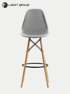 Стул барный LEON GROUP со спинкой ажурный в стиле EAMES, светло-серый, 1 шт