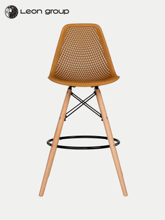 Стул барный LEON GROUP со спинкой ажурный в стиле EAMES, горчичный, 1 шт