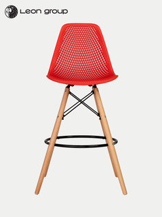 Стул барный LEON GROUP со спинкой ажурный в стиле EAMES, красный, 1 шт