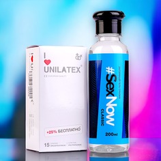 Набор Презервативы Unilatex Ultrathin 15 шт. + интимная гель смазка SexNow Classic 50 мл