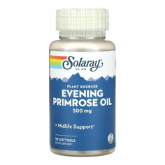 Масло примулы вечерней Solaray High Potency Evening Primrose, 500мг, 90 капсул