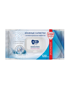 Влажные салфетки Aura Family освежающие 120 шт.