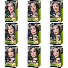 Крем-краска для волос Studio Professional Essem Hair biocolor стойкая 1.0 черный 9шт
