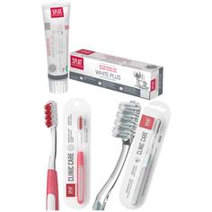 Зубная паста SPLAT Professional ОТБЕЛИВАНИЕ ПЛЮС 100мл зубная щетка средняя CLINICCARE 2шт