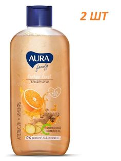 Гель для душа Aura Апельсин и Имбирь 400мл х 2 шт