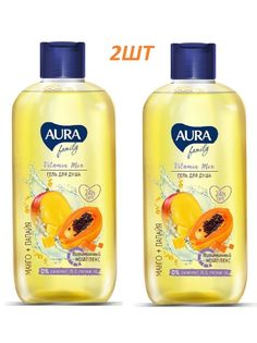 Гель для душа Aura Манго и Папайя 400мл х 2 шт