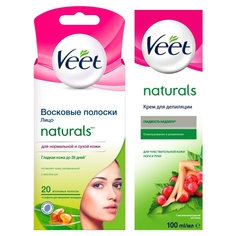 Набор для депиляции Veet Крем 100 мл и Восковые полоски для чувствительных участков тела