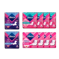 Прокладки женские LIBRESSE Ultra набор ноч 8 шт х 2 уп, суп 8 шт х 4 уп, норм 10 шт х 4 уп