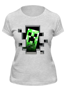 Футболка женская Printio Крипер. майнкрафт серая S