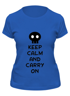 Футболка женская Printio Keep calm and carry on синяя M