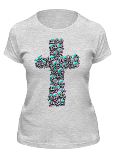 Футболка женская Printio Крест из черепов белая 2XL
