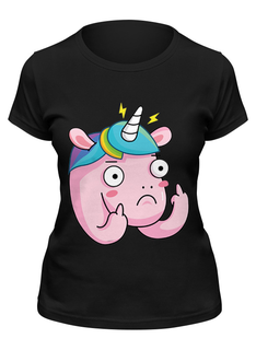 Футболка женская Printio Unicorn / единорог черная 2XL