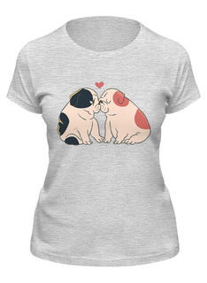 Футболка женская Printio Мопсики серая 2XL