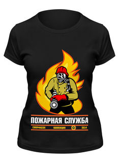 Футболка женская Printio пожарная служба - оригинальная коллекция черная S