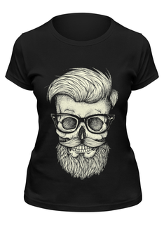 Футболка женская Printio Череп хипстера черная 2XL